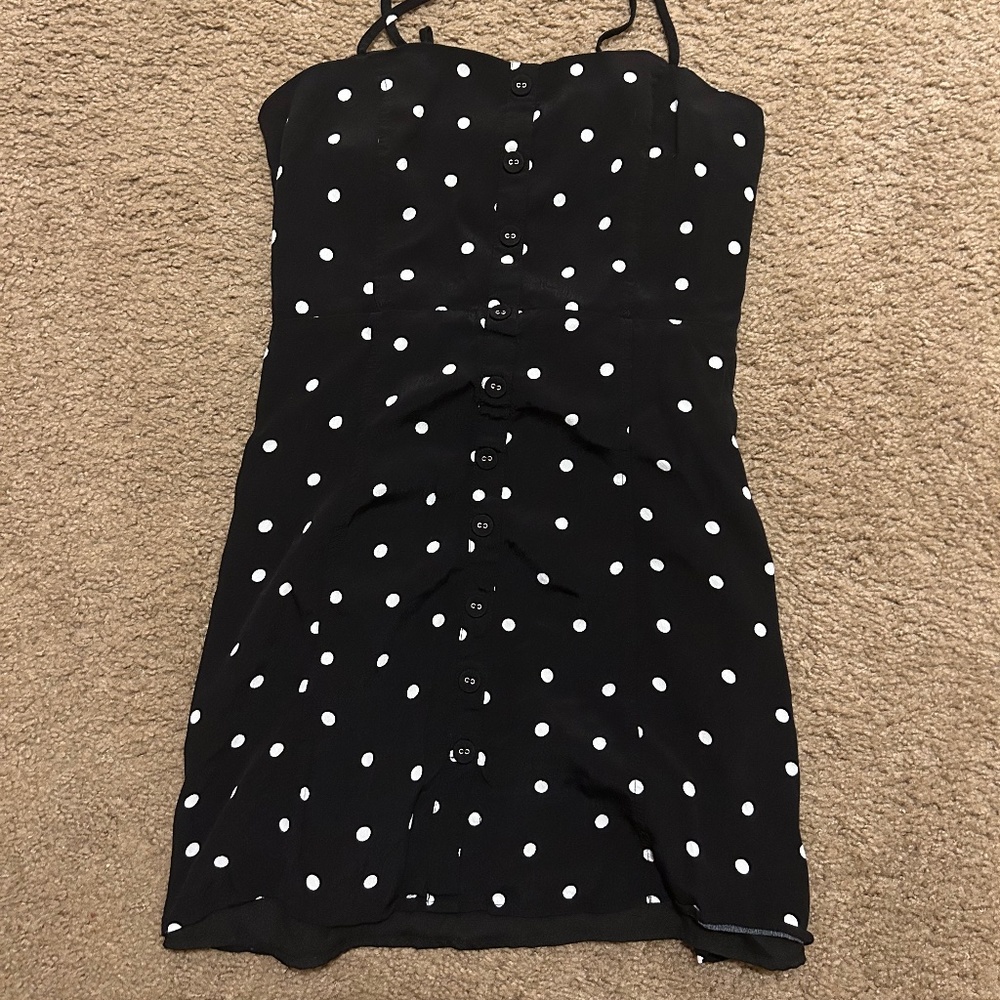 Forever 21 Womens Dress Black White Polka Dot Mini